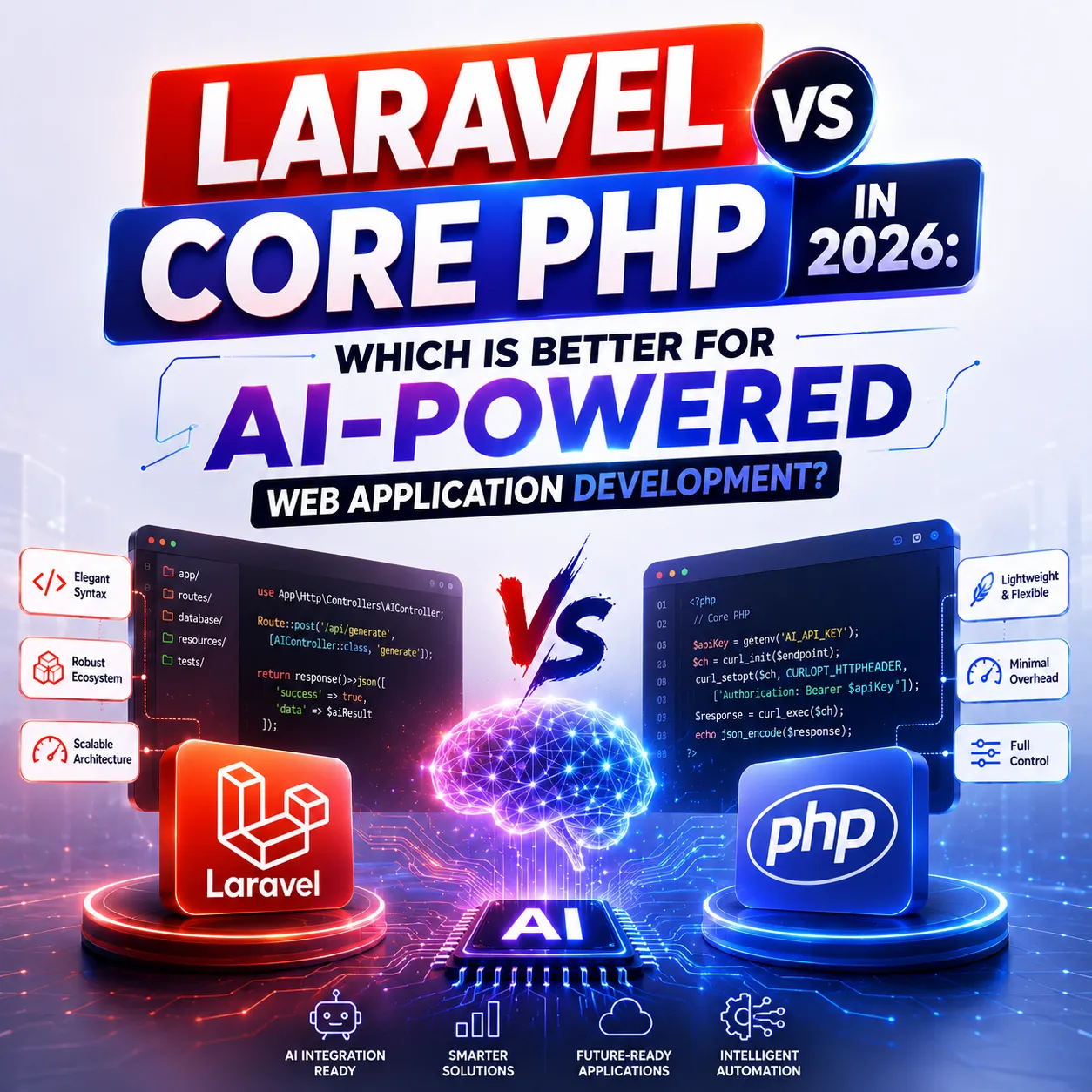 Laravel vs Core PHP in 2026: Which Is Better for AI-Powered Web Application Development?
